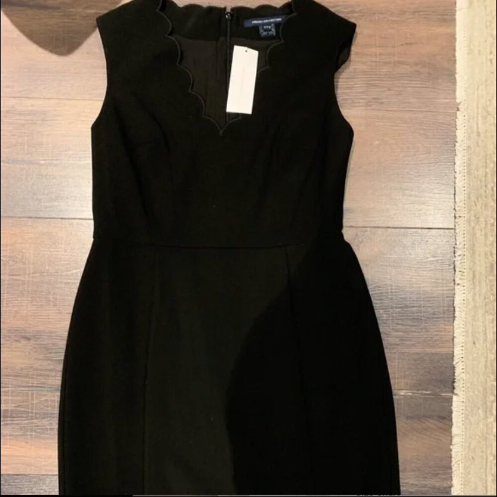 French Connection Scalloped Edge Sleeveless Black Dress